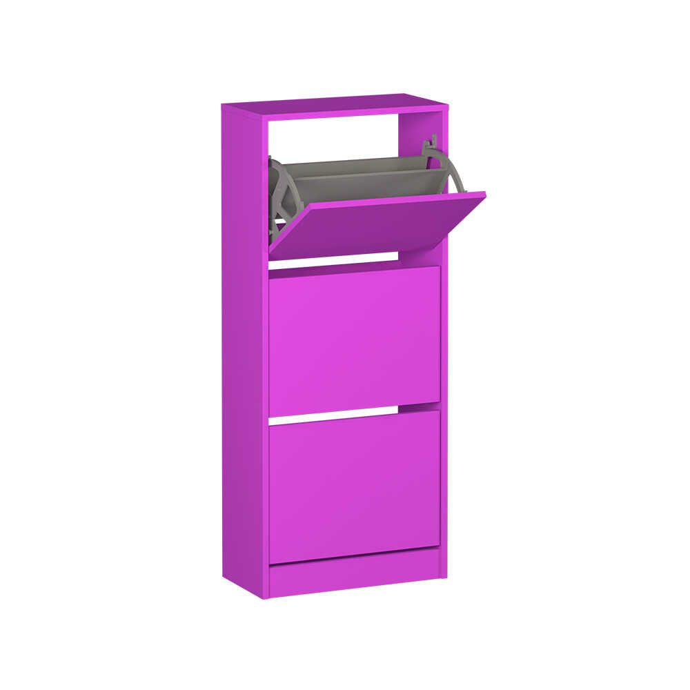Pantofar SHC-330-BB-1 Home Collection® Compact Plus, 12 Perechi, 3 Compartimente, Alb - Stejar - Mov, 51x119x26 cm - Mov | SKU: SHC-330-BB-1, SHC-330-FF-1, SHC-330-UU-1