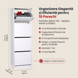 Pantofar SHC-340-BB-1 Home Collection® Compact XL, 16 Perechi, 4 Compartimente, Alb - Natur, 51x157x26 cm - Alb | SKU: SHC-340-BB-1, SHC-340-FF-1