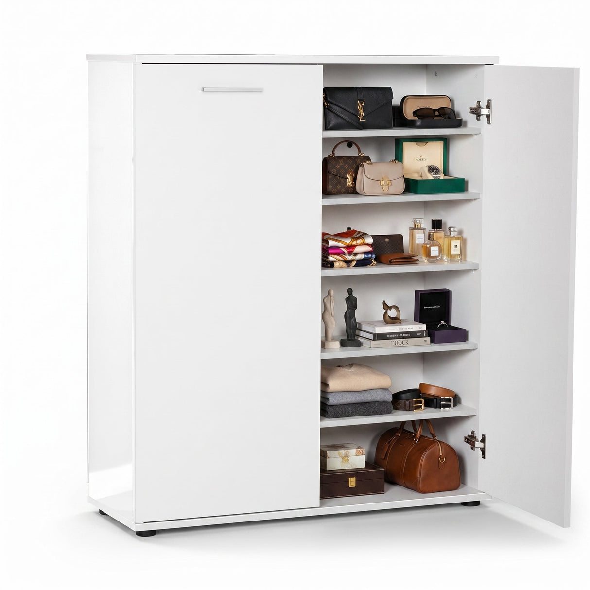 Pantofar ADR-520-BB-1 Home Collection® Elegance, 2 usi, 5 rafturi, capacitate 24 perechi incaltaminte, Alb - Natur, 91x108x35 cm - Alb | SKU: ADR-520-BB-1, ADR-520-FF-1