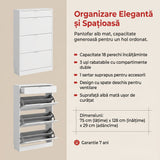Pantofar SHC-431-DD-1 Home Collection® Extra, 3 compartimente, capacitate 18 perechi incaltaminte, Alb - Nuc, 75x128x29 cm - Alb | SKU: SHC-431-DD-1, SHC-431-OO-1