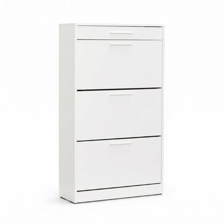 Pantofar SHC-431-DD-1 Home Collection® Extra, 3 compartimente, capacitate 18 perechi incaltaminte, Alb - Nuc, 75x128x29 cm