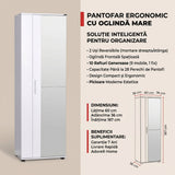 Pantofar SHC-629-BB-2 Home Collection® Porto, 2 usi reversibile cu oglinda, 10 rafturi, capacitate 28 perechi, Alb - Natur, 60x187x36 cm - Alb | SKU: SHC-629-BB-2, SHC-629-FF-2