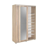 Pantofar PRT-720-TT-3 Home Collection® Porto cu cuier, 2 usi cu oglinda, 12 rafturi, capacitate 35 perechi incaltaminte, Natur, 120x212x40 cm
