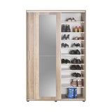 Pantofar PRT-720-TT-3 Home Collection® Porto cu cuier, 2 usi cu oglinda, 12 rafturi, capacitate 35 perechi incaltaminte, Natur, 120x212x40 cm