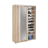 Pantofar PRT-720-TT-3 Home Collection® Porto cu cuier, 2 usi cu oglinda, 12 rafturi, capacitate 35 perechi incaltaminte, Natur, 120x212x40 cm