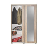 Pantofar PRT-720-TT-3 Home Collection® Porto cu cuier, 2 usi cu oglinda, 12 rafturi, capacitate 35 perechi incaltaminte, Natur, 120x212x40 cm