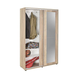 Pantofar PRT-720-TT-3 Home Collection® Porto cu cuier, 2 usi cu oglinda, 12 rafturi, capacitate 35 perechi incaltaminte, Natur, 120x212x40 cm