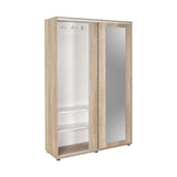 Pantofar PRT-720-TT-3 Home Collection® Porto cu cuier, 2 usi cu oglinda, 12 rafturi, capacitate 35 perechi incaltaminte, Natur, 120x212x40 cm