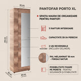 Pantofar SHC-929-TT-2 Home Collection® Porto XL, 2 usi reversibile cu oglinda, 11 rafturi, capacitate 30-34 perechi, Natur, 60x212x35 cm