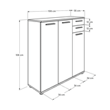 Pantofar ADR-532-BB-1 Home Collection® Trendline, 3 usi si 2 sertare, 10 rafturi, Alb, 108x108x35 cm