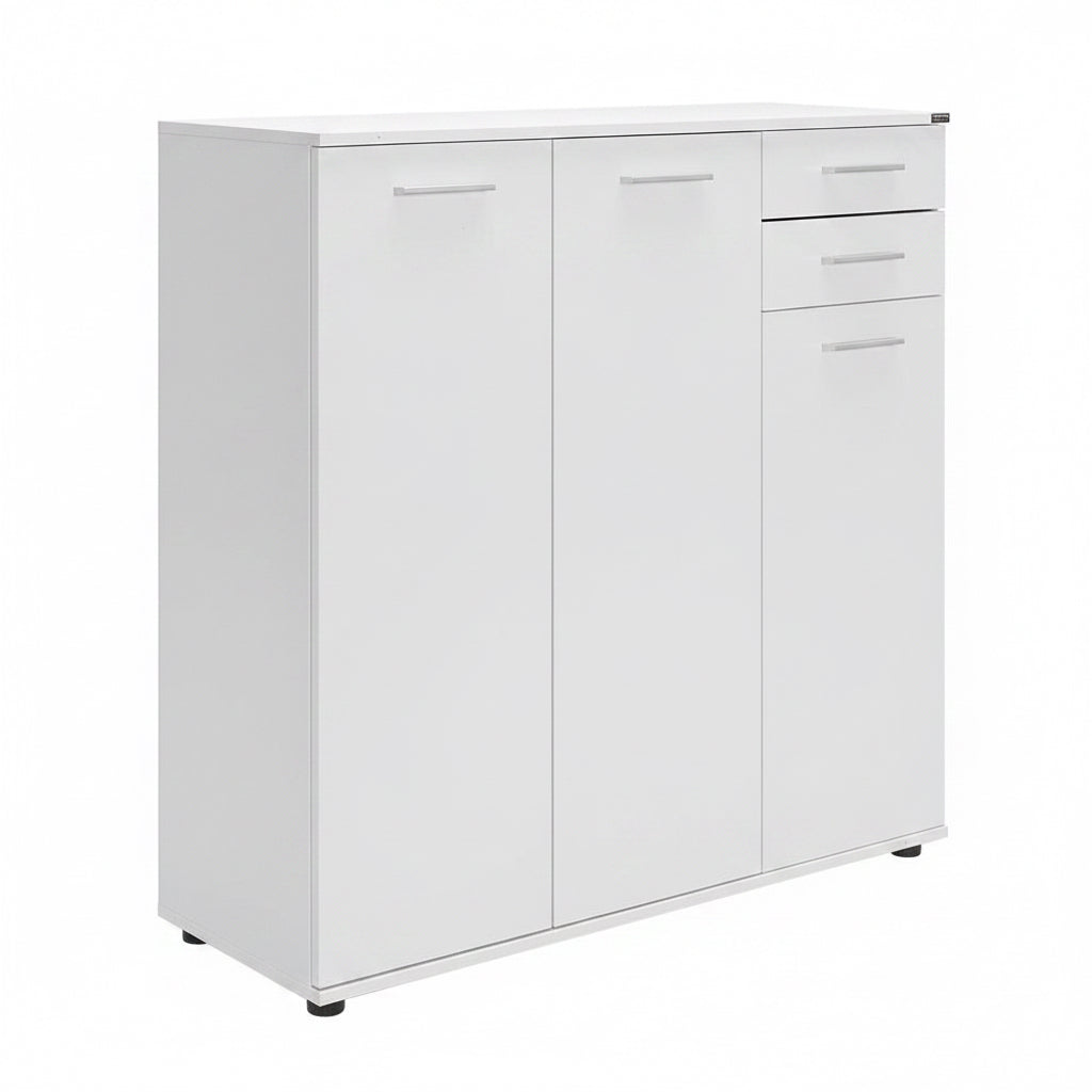 Pantofar ADR-532-BB-1 Home Collection® Trendline, 3 usi si 2 sertare, 10 rafturi, Alb, 108x108x35 cm