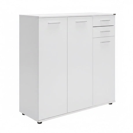 Pantofar ADR-532-BB-1 Home Collection® Trendline, 3 usi si 2 sertare, 10 rafturi, Alb, 108x108x35 cm