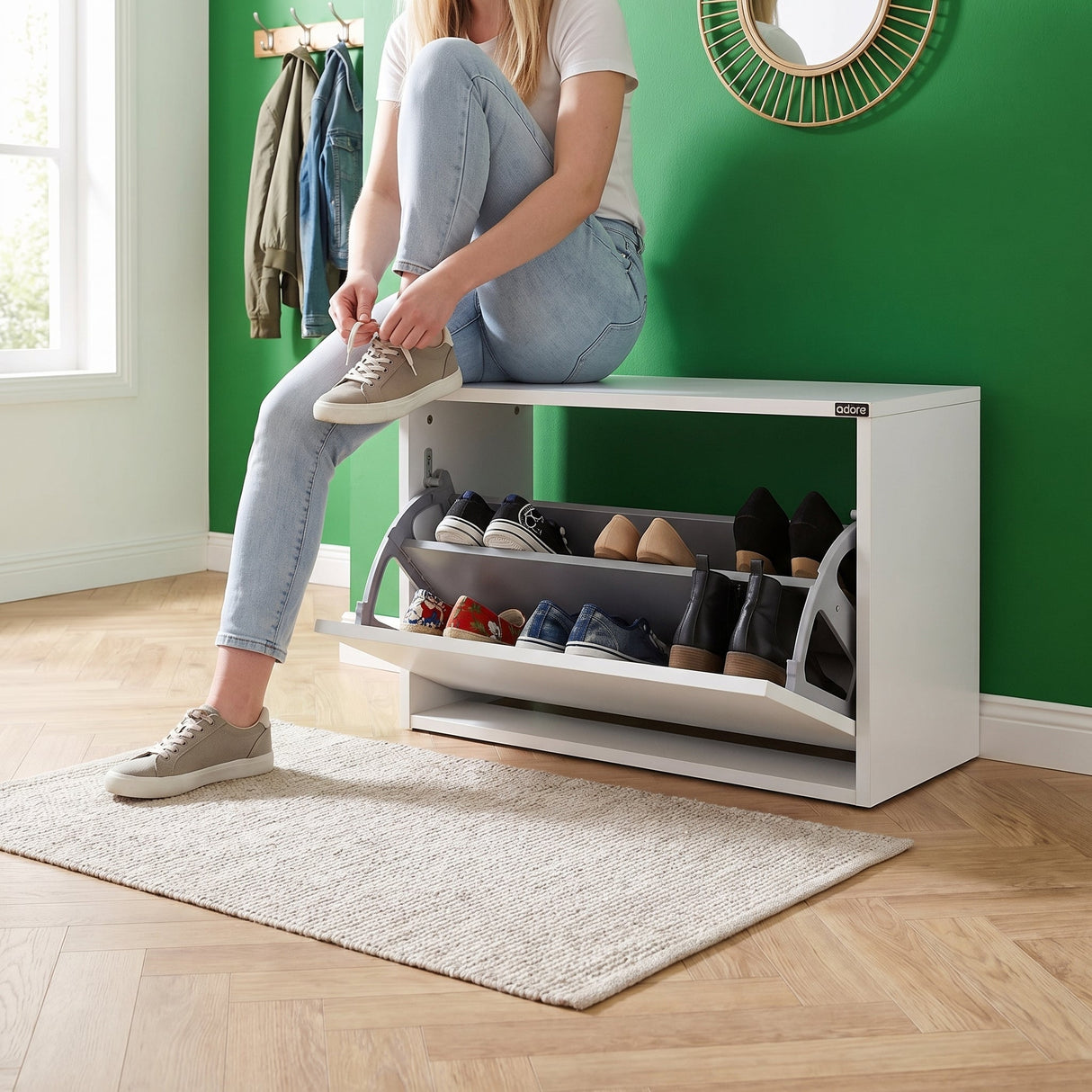 Pantofar Băncuță SHC-110-BB-1 Home Collection®, cu Șezut, 6 Perechi, 60x42x30 cm - Alb | SKU: SHC-110-BB-1, SHC-110-TT-1, SHC-110-UU-1, SHC-110-TA-1, SHC-110-OO-1, SHC-110-OA-1, SHC-110-KK-1, SHC-110-HH-1, SHC-110-YY-1