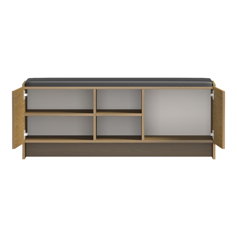 Pantofar cu banca Zulla, 110x37x43 cm - Nuc deschis