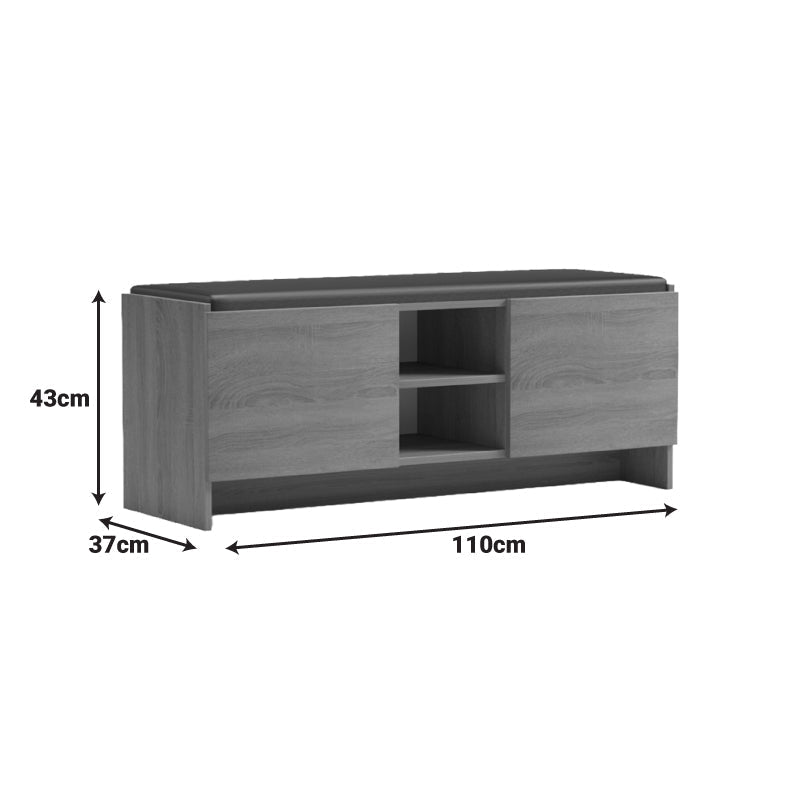 Pantofar cu banca Zulla, 110x37x43 cm - Sonoma-Negru