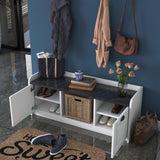 Pantofar cu taburet si cuier Zuleyha, Alb, 120x45x40 cm
