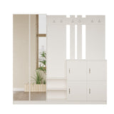 Pantofar Curier cu oglinda si 4 compartimente, Alb, 187x180x38 cm