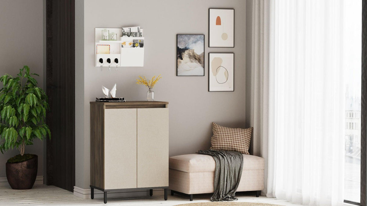 Pantofar Hol cu 2 usi si 3 Rafturi, Maro, 60x86x36 cm