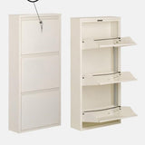 Pantofar Miko, 3 Compartimente cu Cheie, 50x103x15 cm - Alb