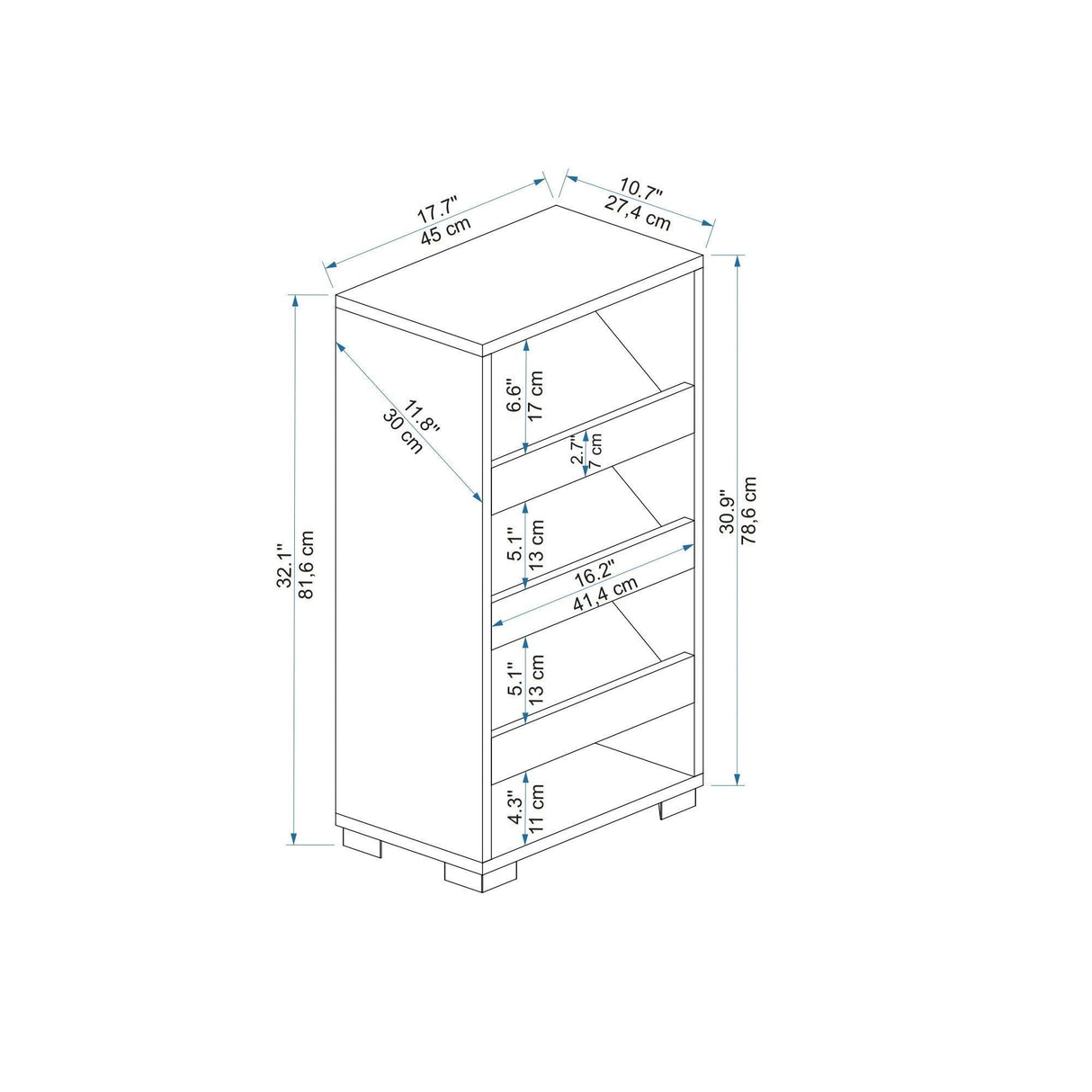 Pantofar Nasem Large, 4 Compartimente, 45x82x28 cm - Gri