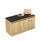 Pantofar Octopod cu 3 usi si taburet, Alb - Lemn, Natural, 90x46x36 cm - Lemn Natural