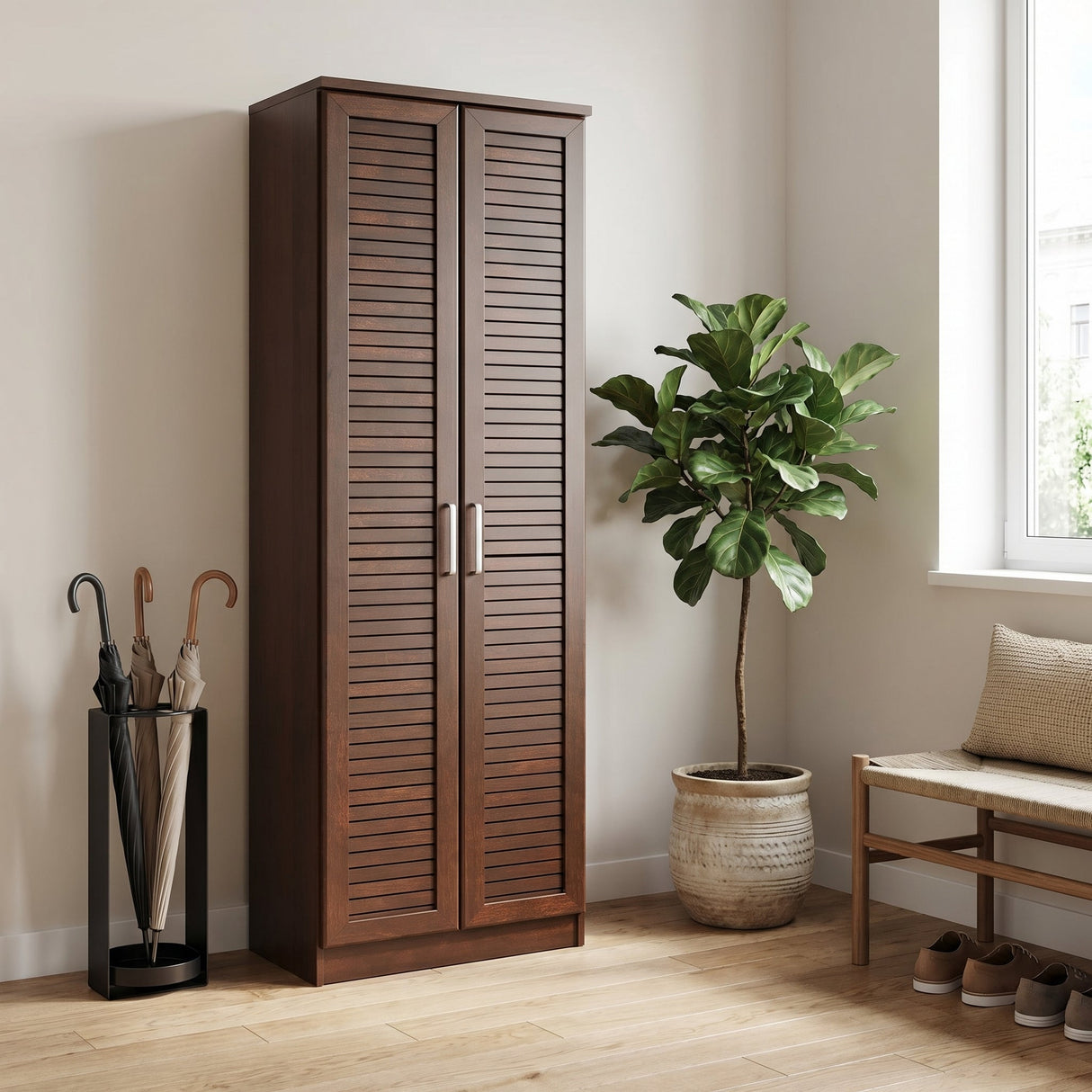 Pantofar Sante, sonoma - maro - nuc - alb - antracit, 60x37x183 cm - Pantofar Sante Pakketo, sonoma - maro - nuc - alb - antracit, 60x37x183 cm - 123-000202