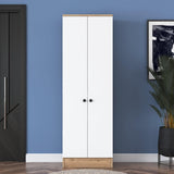 Pantofar Vivre cu 6 rafturi, Alb, 60x183x38 cm - Nuc Alb