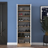 Pantofar Vivre cu 6 rafturi, Alb, 60x183x38 cm - Nuc Alb