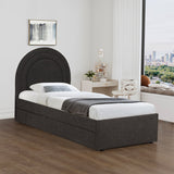 Pat Arcuate din stofa boucle, cu pat glisant, Antracit - Bej, 90x200 cm - Antracit