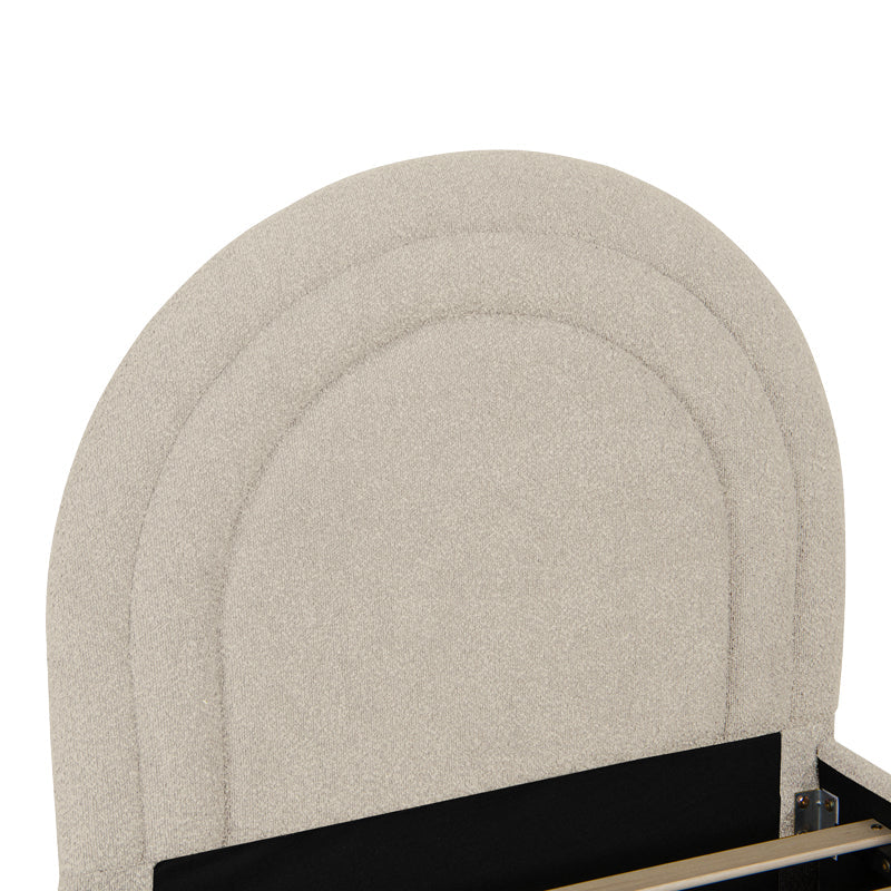 Pat Arcuate din stofa boucle, cu pat glisant, Antracit - Bej, 90x200 cm - Bej