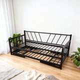 Canapea-Pat cu functie dubla Remmie, metal, Alb - Negru, 90x190 cm - Canapea-Pat cu functie dubla Remmie, metal, Alb - Negru, 90x190 cm