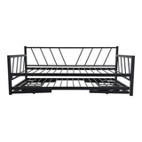 Canapea-Pat cu functie dubla Remmie, metal, Alb - Negru, 90x190 cm - Negru