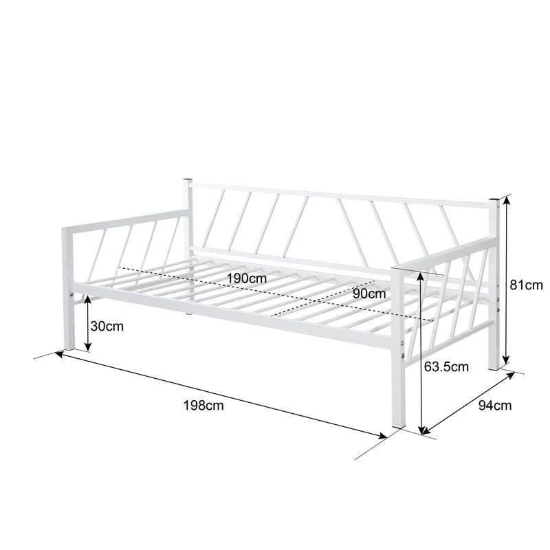 Canapea-Pat cu functie dubla Remmie, metal, Alb - Negru, 90x190 cm - Negru