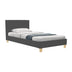 Pat confortabil Nevil cu picioare din lemn, Stil Modern, Material Textil, Gri - Natural, 90x190 cm