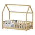 Pat copii Bambie cu balustrada tip Montessori din lemn de pin, Natural, 70x140 cm