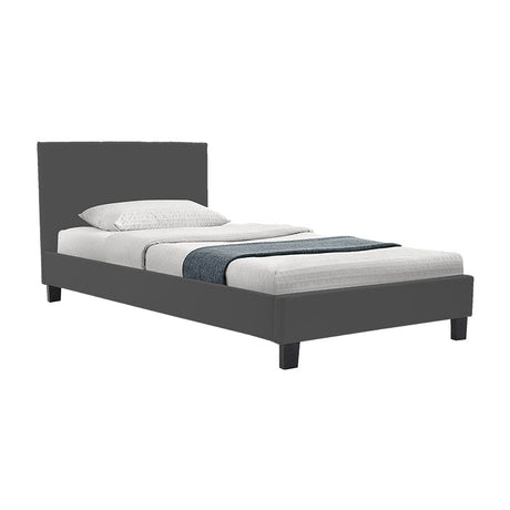 Pat cu funcție Nevil, Stil Modern, Material Textil Antracit, Picioare Lemn, Negru, 90x190 cm