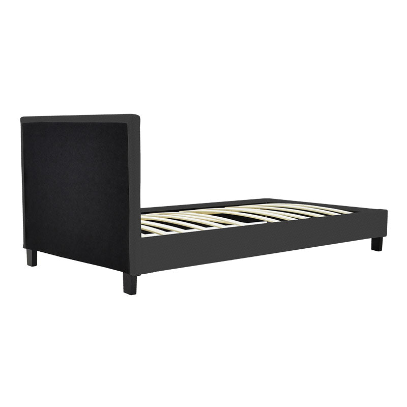 Pat cu funcție Nevil, Stil Modern, Material Textil Antracit, Picioare Lemn, Negru, 90x190 cm