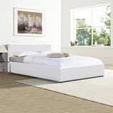 Pat cu spatiu de depozitare Dellia, Imitatie piele, Alb - Negru, 120x200 cm - Alb