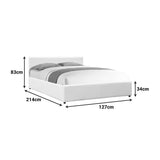 Pat cu spatiu de depozitare Dellia, Imitatie piele, Alb - Negru, 120x200 cm - Alb