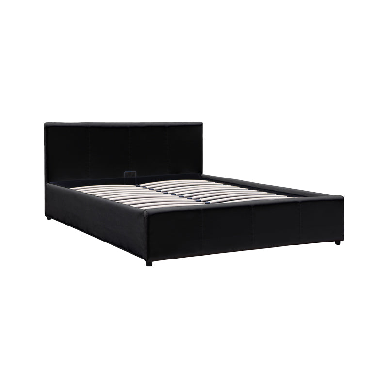 Pat cu spatiu de depozitare Dellia, Imitatie piele, Alb - Negru, 120x200 cm - Negru