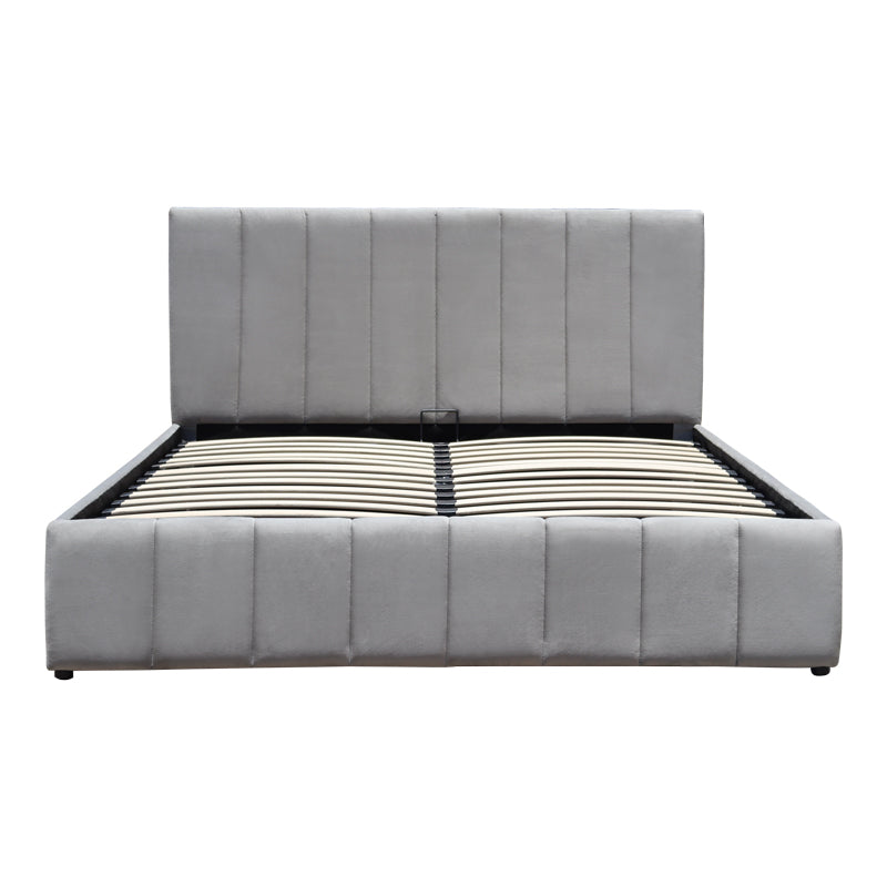 Pat cu spatiu de depozitare Snuggle, Catifea, Antracit - Gri, 160x200 cm - Gri