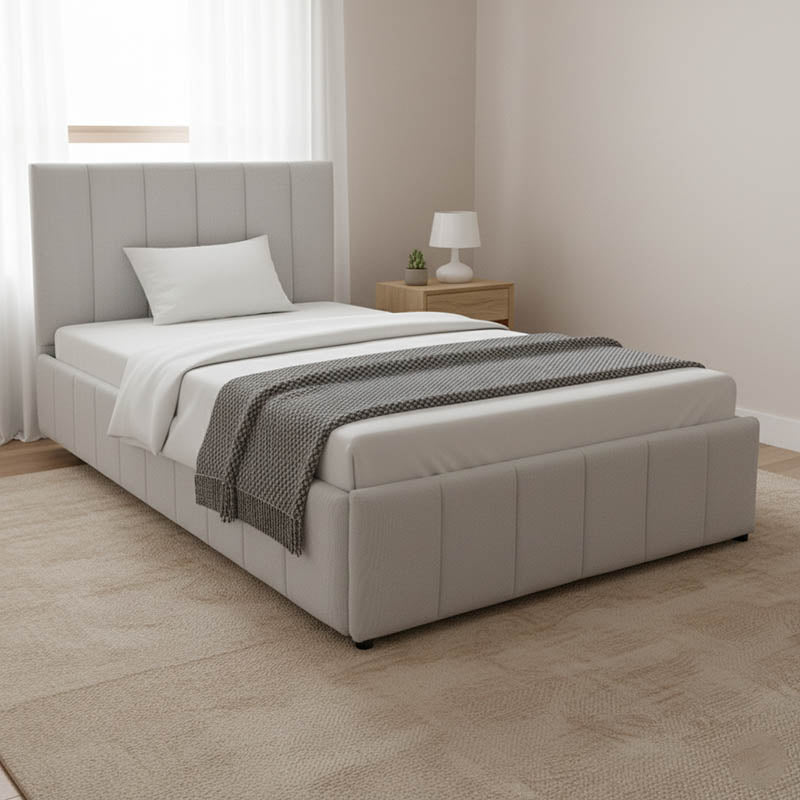 Pat cu spatiu de depozitare Snuggle, Bej - Gri, 120x200 cm - Gri