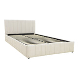 Pat cu spatiu de depozitare Snuggle, Bej - Gri, 160x200 cm - Bej