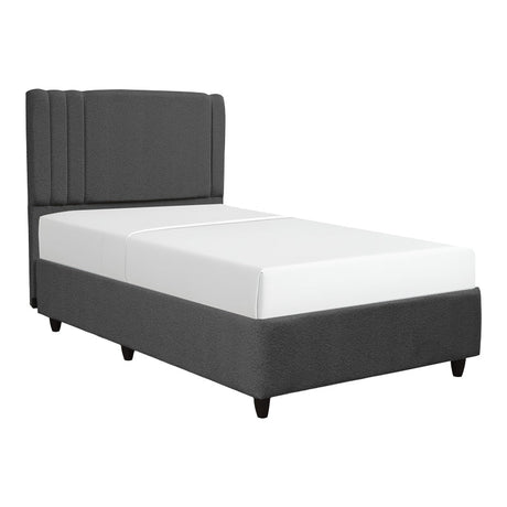 Pat cu spatiu depozitare Lineo single boucle, antracit, 120x200 cm