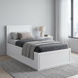 Pat de o persoana KRB-1010-DD-2 Home Collection® Country cu loc de depozitare, Alb, 105x105x205 cm