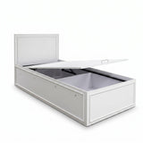 Pat de o persoana KRB-1010-DD-2 Home Collection® Country cu loc de depozitare, Alb, 105x105x205 cm