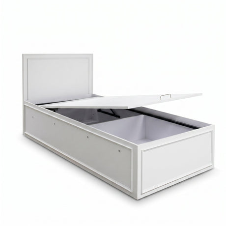 Pat de o persoana KRB-1010-DD-2 Home Collection® Country cu loc de depozitare, Alb, 105x105x205 cm