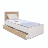 Pat de o persoana KRC-1402-MB-2 Home Collection® London cu sertare, Alb, 113x103x204 cm