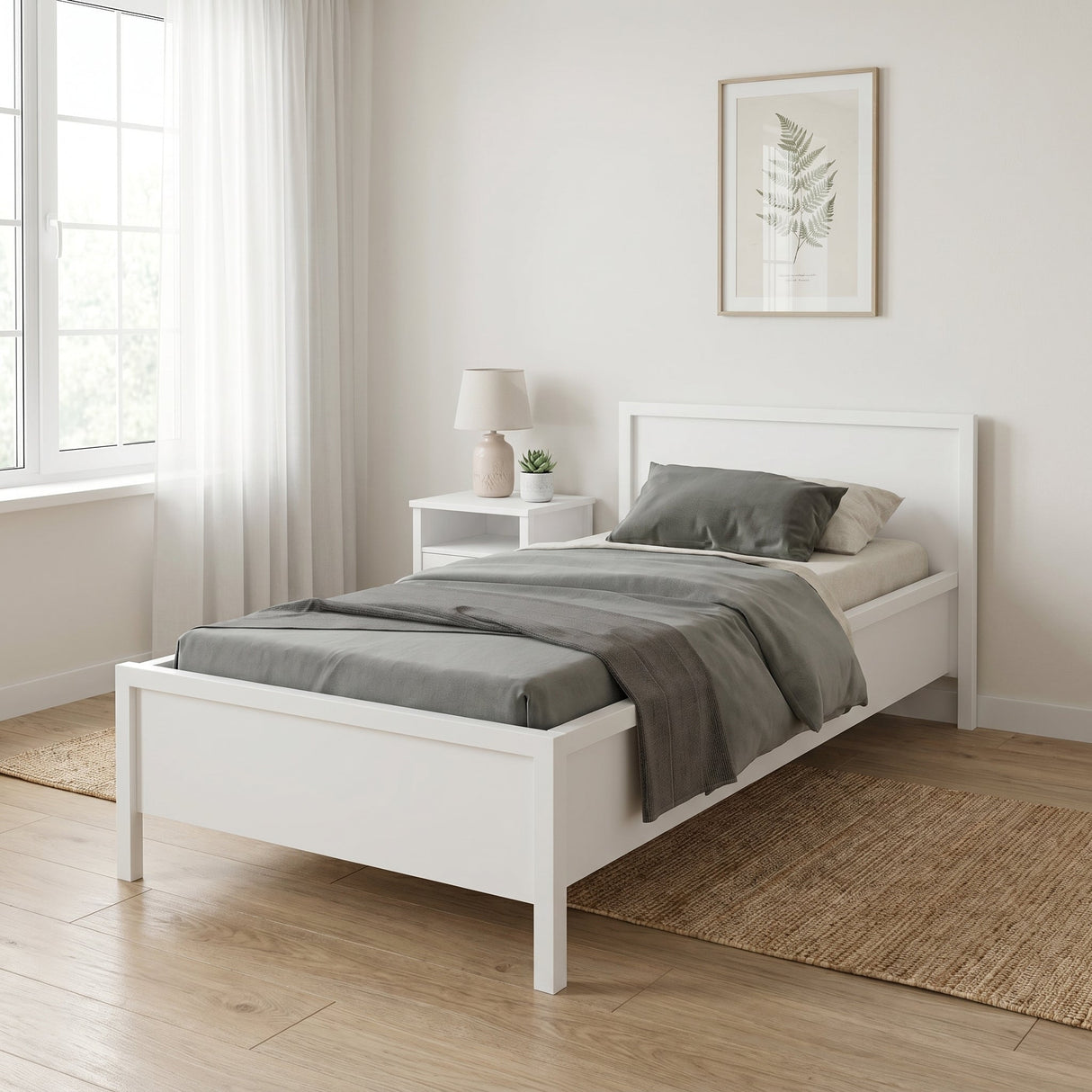 Pat de o persoana KRY-991-BB-2 Home Collection® Rustic, Alb, 118x89x207 cm