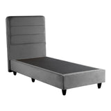 Pat de o persoana Linteda din catifea, Antracit - Crem, 90x200 cm - Antracit